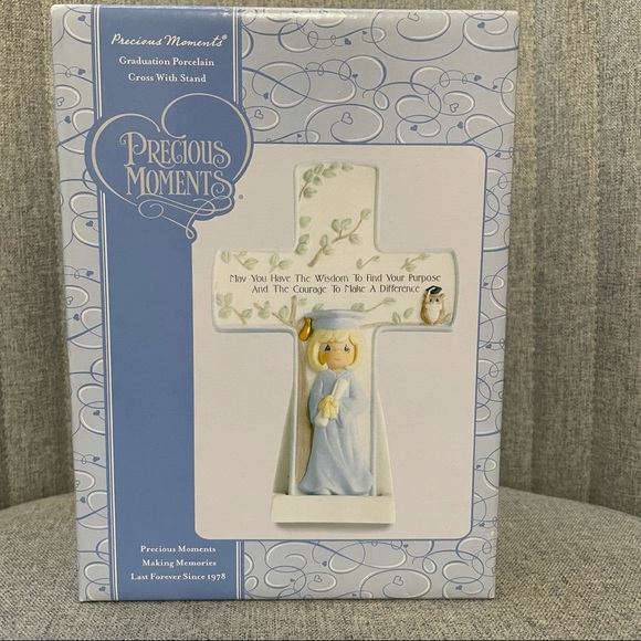 NIB Precious Moments Graduation Porcelain Cross with Stand - Picture 2 of 6